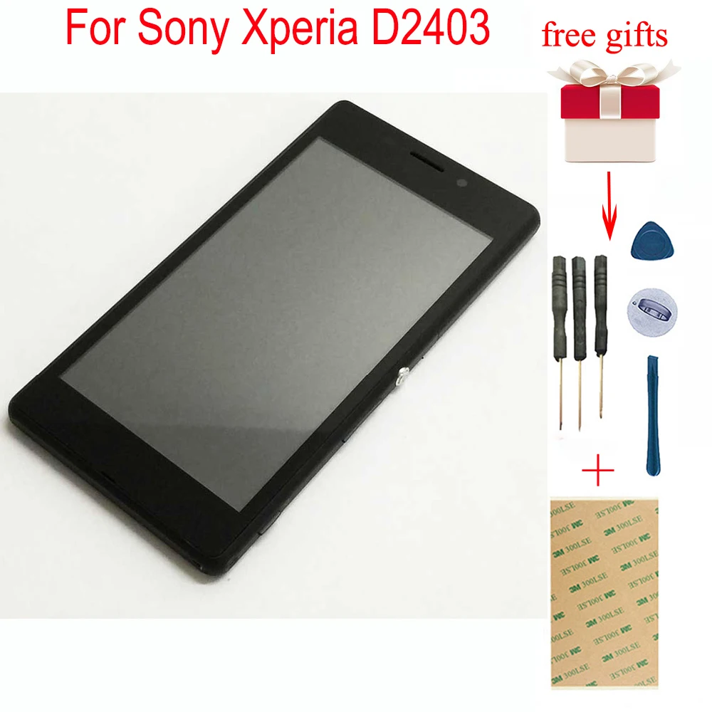 Pаспродажа Для sony Xperia D2403 ЖК дисплей кодирующий преобразователь сенсорного экрана в сборе с заменой рамки для M2 Aqua D2406 4G LTE