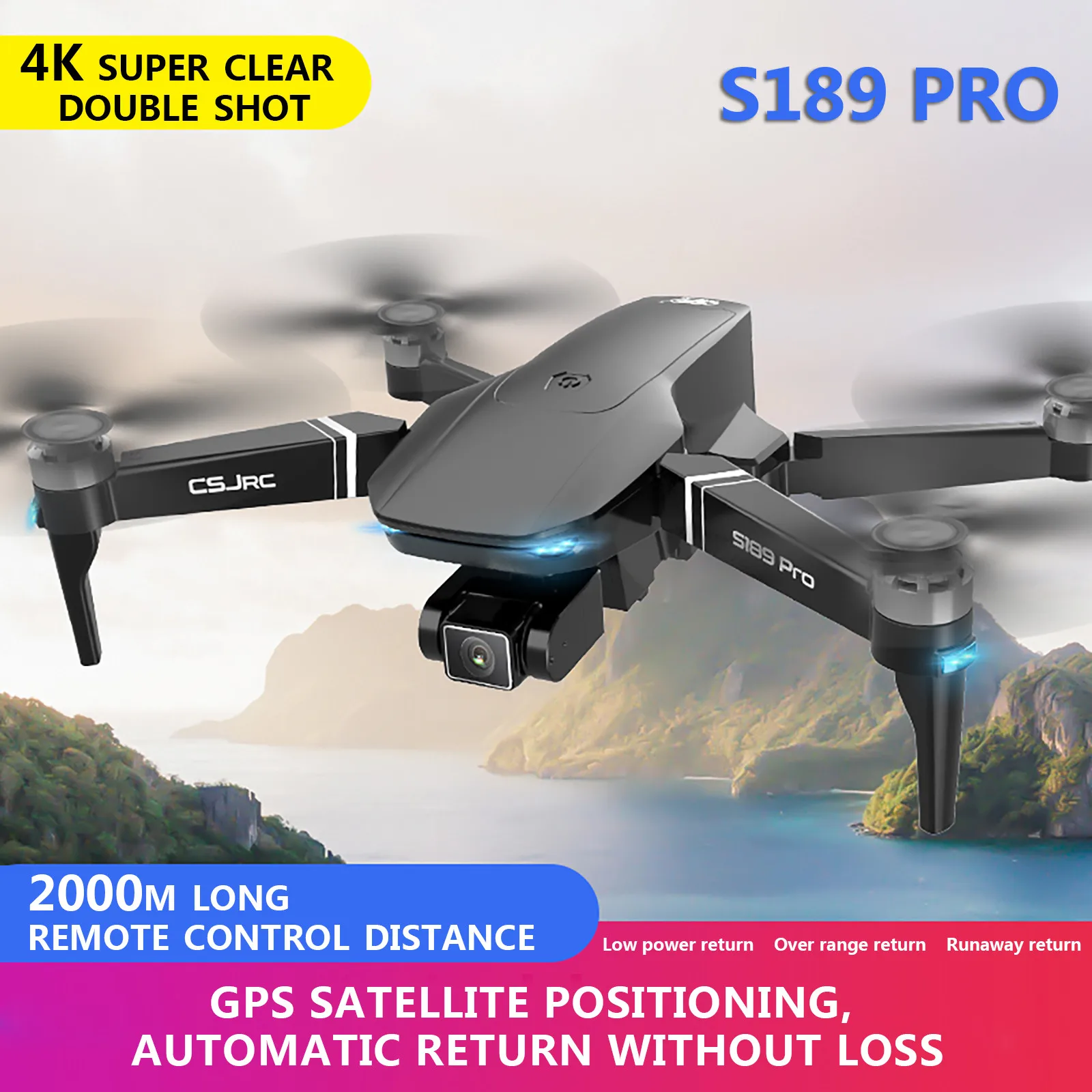2020 de las congregaciones S189 Pro 2km Gps Drone 5g 4k Cámara Dual de Hd profesional de fotografía aérea Motor sin escobillas plegable Quadcopter #3