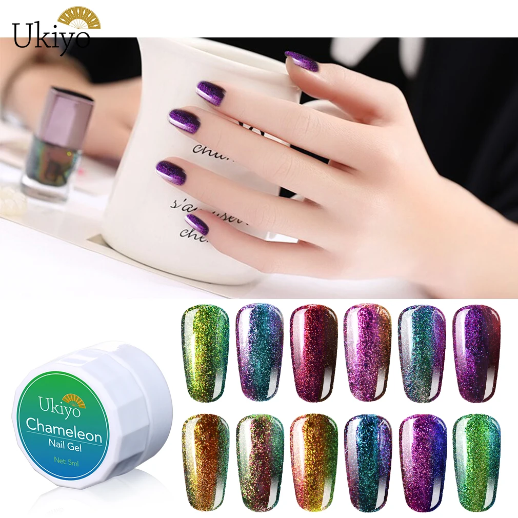 Ukiyo 5 мл Хамелеон УФ-гель для ногтей Замачивание Магия SequinsGel лак Vernis Полупостоянный лак для ногтей эмаль маникюр