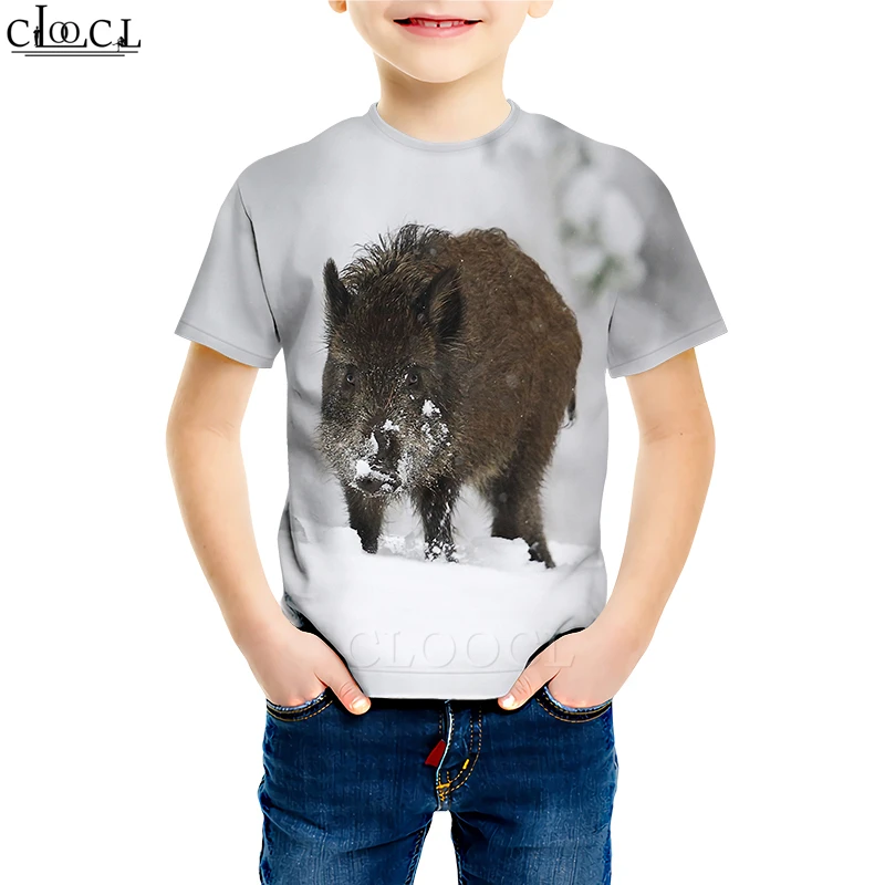 Kids T shirt 10 Футболка с дикими животными, дикий кабан футболки с 3D принтом свинки милые детские повседневные пуловеры с короткими рукавами для мальчиков и девочек, M195 - Цвет: Kids T shirt 10