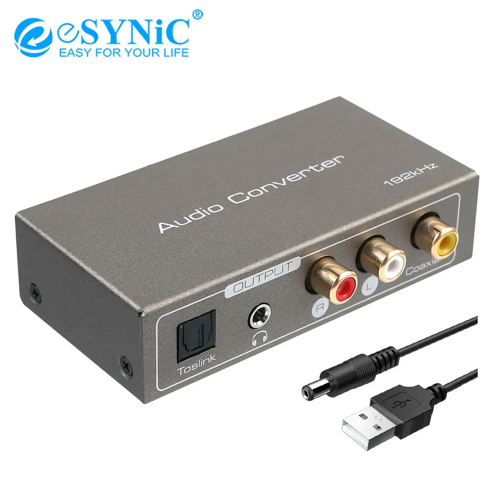 eSYNiC HDMI ARC Audio Converter 192K DAC Digital Analog Audio Converter Toslink Optical Coaxial L R
