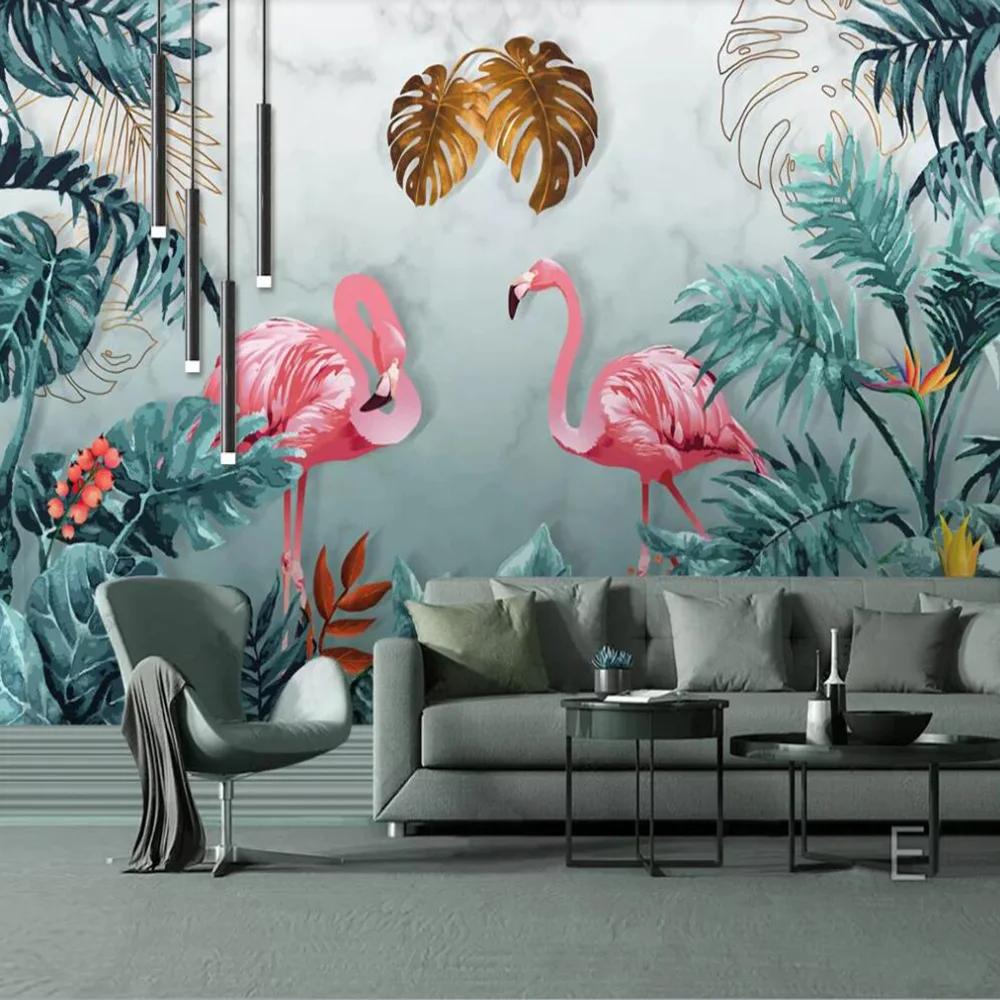 

Drop Shipping Custom Photo Wallpaper Nordic Modern Minimalist Hand-painted Tropical Rainforest Wall Decoration Mural Wallpaper