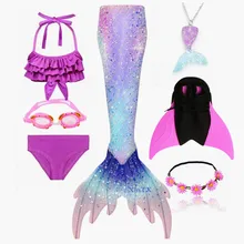 

Kids Girls Swimming Mermaid Tail Costume Cosplay can Add with Monofin Princess Dress Bathing Suit Cute Beach Swimsuit