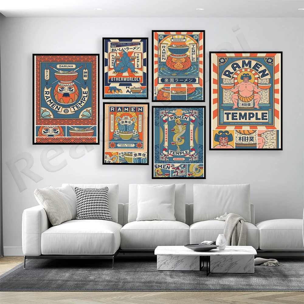 

Japanese Food Wall Art Prints Funny Ramen Noodles Posters Kitchen Art Canvas Painting Pictures For Living Room Home Decoration
