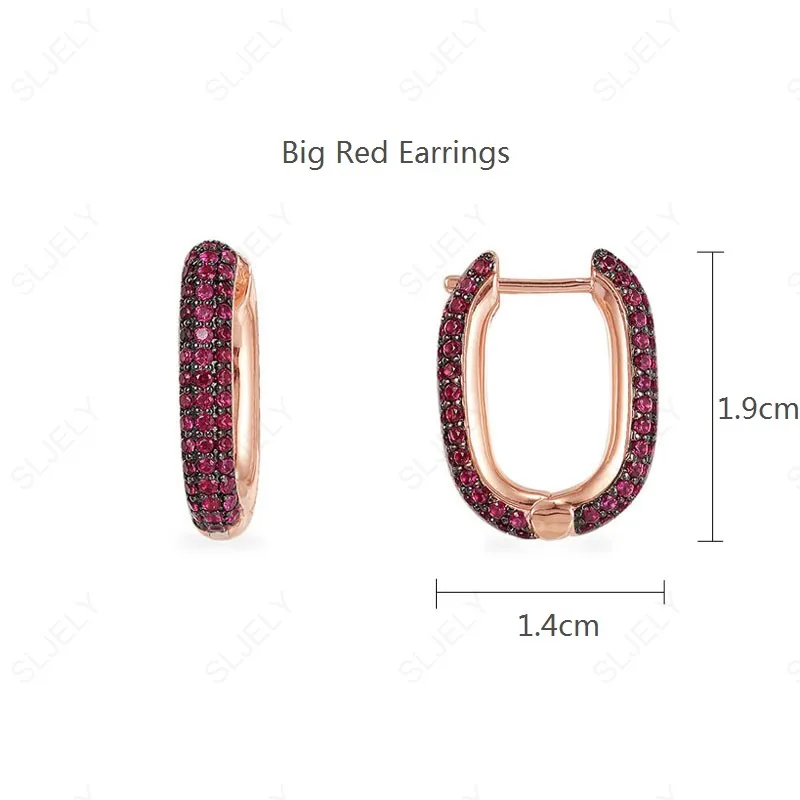 SLJELY, высокое качество, розовое золото, цвет 925 пробы, серебряный, бордовый, красный, циркон, прямоугольные серьги, женская мода, рок, хорошее ювелирное изделие - Окраска металла: Big White Earrings