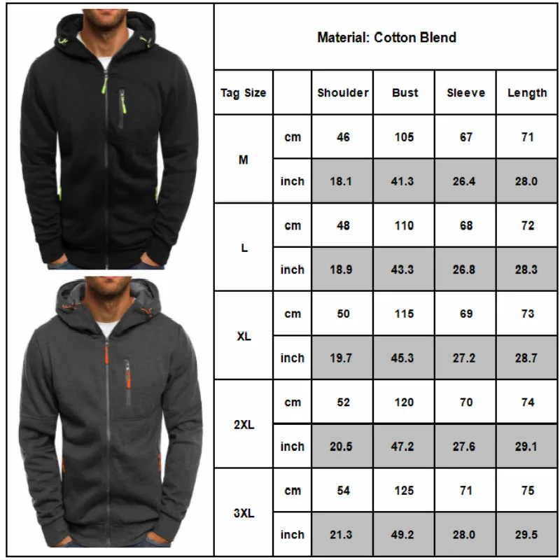 Men 2021 Autumn Long Sleeve Hoodie Fleece Hooded Jacket Coat Sweatshirt Solid Outwear Slim Fit Male Oversize Sport Clothes