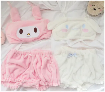 

Lovely Japan Melody Off Shoulder Strapless Tube Crop Top Pumpkin Pants Suit Cinnamoroll Cosplay Beach Party Streetwear