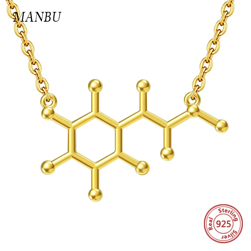 

MANBU New Arrival Initial necklace sterling silver 925 Ethylamine Molecular pendant necklace Jewelry Gifts For Women Accesories