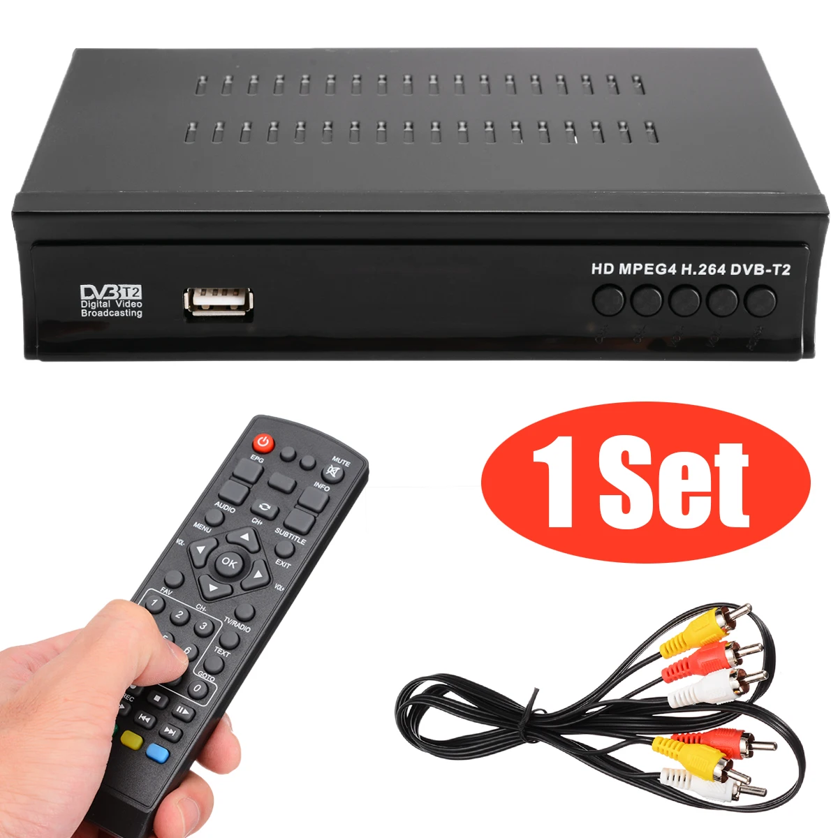 Mayitr 1 комплект высокочастотный DVB-T/T2 приемник цифровой DVB T2 тюнер HDMI AV кабель HD ТВ коробка с пультом дистанционного управления