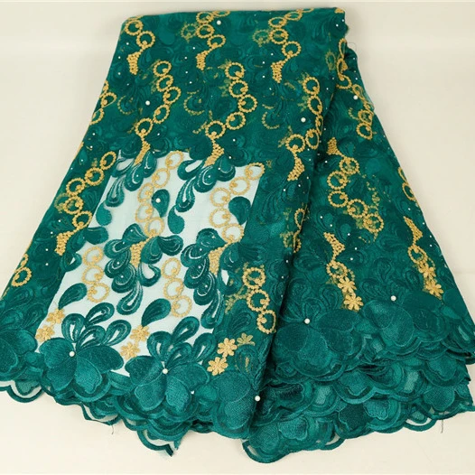 

High Quality Latest Red African Beaded Royal Blue Lace Fabric 2019 French Voile Lace for Wedding Party Dresses