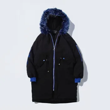 

YASUGUOJI New Winter Warm Thicken Parka Jacket Women with Fur Hooded Fashion Letter Embroidery Ladies Cotton Padded Long Coat