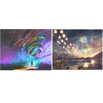 

2 Set Paint By Numbers for Adults, DIY Oil Painting Kit Acrylic Painting Kit for Kids Adults Aurora & Cartoon Story