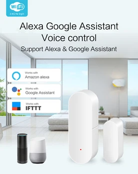 

2019 New Door/Window Detector WiFi App Notification Alerts Battery Operated Home Security Sensor tuya support alexa google home