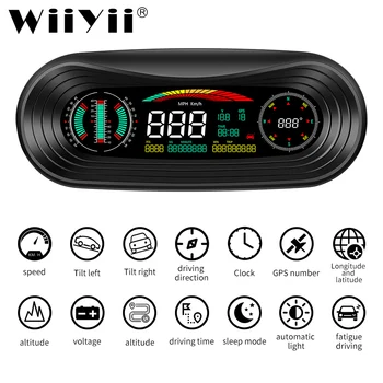 

P18 Car OBD2 HUD Head-Up Display SMART GPS SLOPE METER Speedometer Overspeed Warning Gauge Digital Multi-Function Alarm Tool