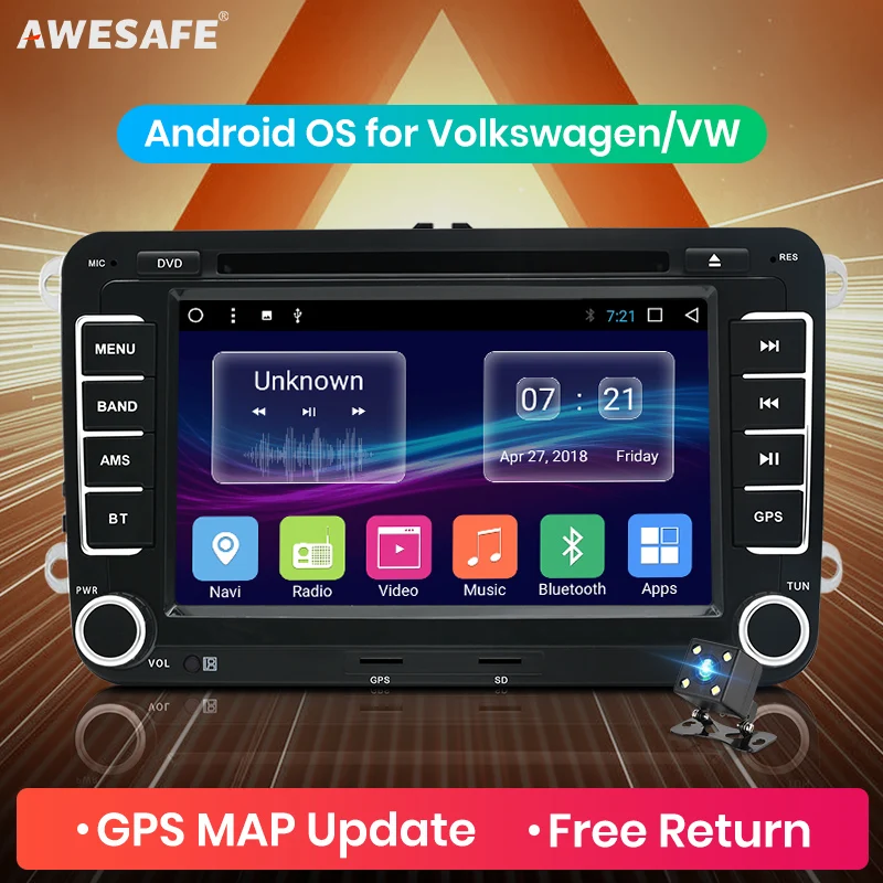 AWESAFE 2 Din Автомобильный Радио мультимедийный плеер gps Навигация DVD для Volkswagen GOLF 6 Polo PASSAT B6 SKODA seat Leon