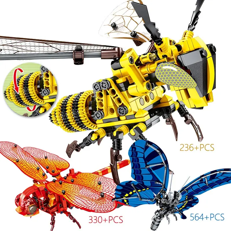 

Simulated Insect Butterfly Bee Red Dragonfly Model Building Blocks For Legoingly Creator DIY Educational Bricks Toys for Kids
