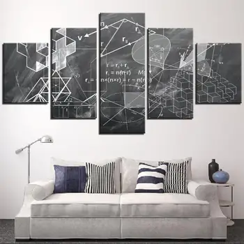 

5 Pieces Abstract Math Canvas Art Painting Geometry formula Posters Blackboard Chalk Writing For Home Room Decor Student Artwork