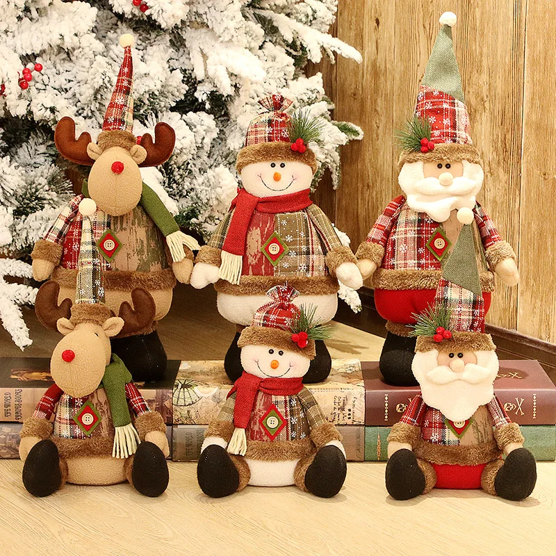 

2019 Christmas Sitting Ornament Simulated Santa Claus Snowman Reindeer Doll Toy Doll For Home Xmas Happy New Year Gift