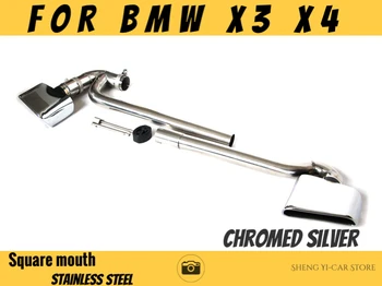 

High class! one set Stainless Steel chromed silver Car Rear Exhaust pipe Muffler Tip tail pipe with Square Mouth fit BMW X3X4