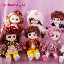 Poupée princesse bleue aux beaux yeux Gir BJD, avec 13 articulations mobiles 3D, cheveux longs, à la mode, à habiller soi même, 17CM, 3 pièces