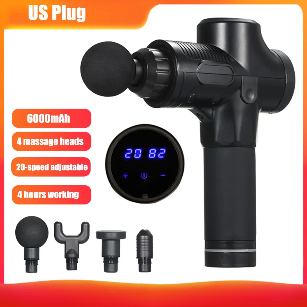 Black US Plug 12V Handheld Deep Tissue Muscle Massager Electric Neck Back Foot Massager Portable Percussive Vibrating Powerful Massage Guns - Цвет: Black US Plug