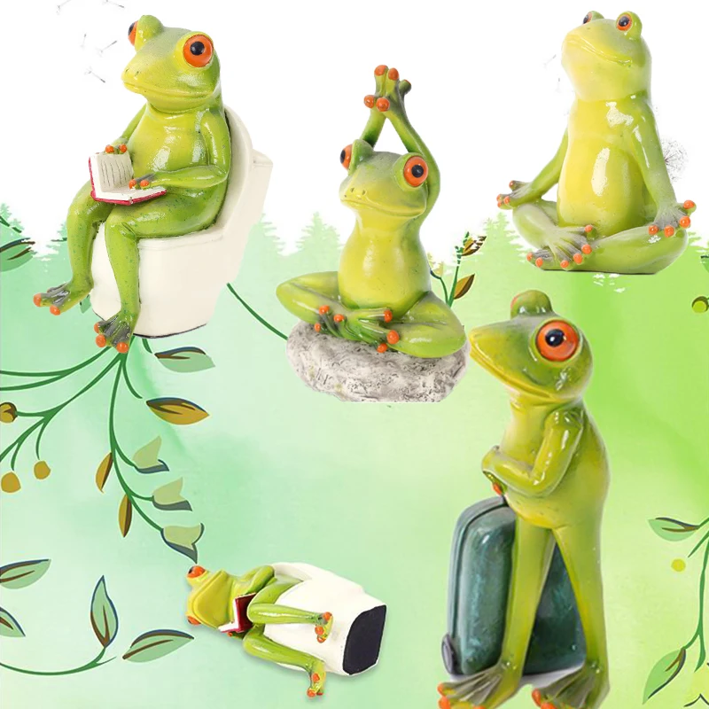 OlivesH Sculpture Decoration Accessories Frog Decoration Travel frog Yoga Animal Decoration Bedroom Home Living Room escultura