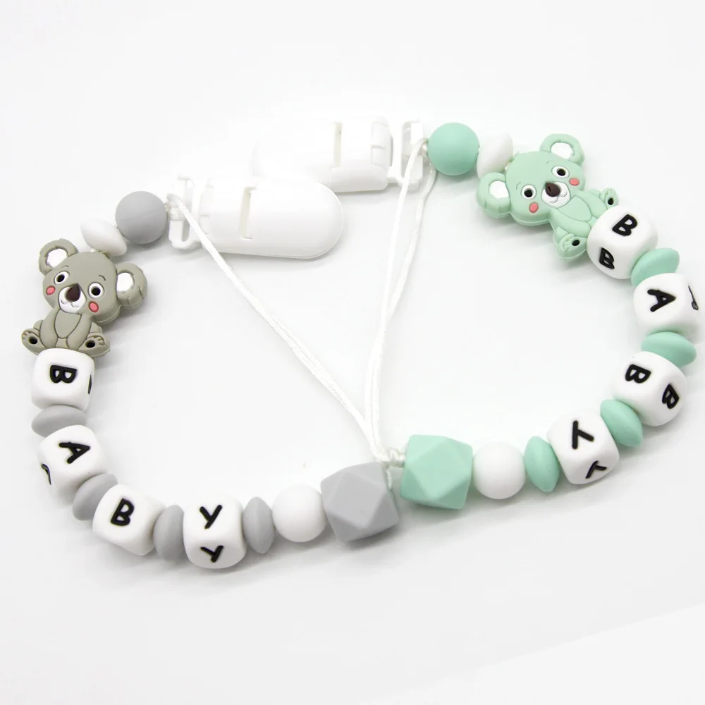 Cute-idea Baby Pacifier Clips Silicone Beads 1set Soother Chains Baby Teething Toys For Chew Food Grade Nursing Chains DIY