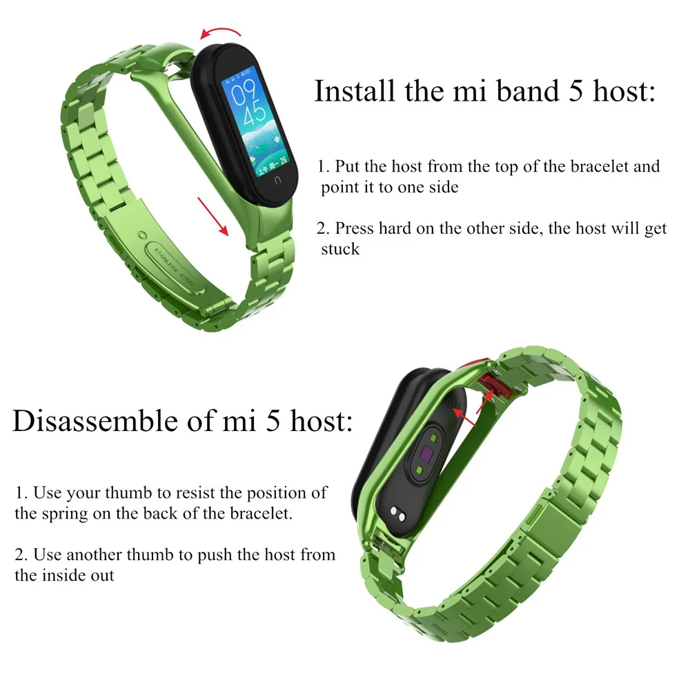 Ремешок Mi Band 5 металлический ремешок из нержавеющей стали для Xiaomi умные часы