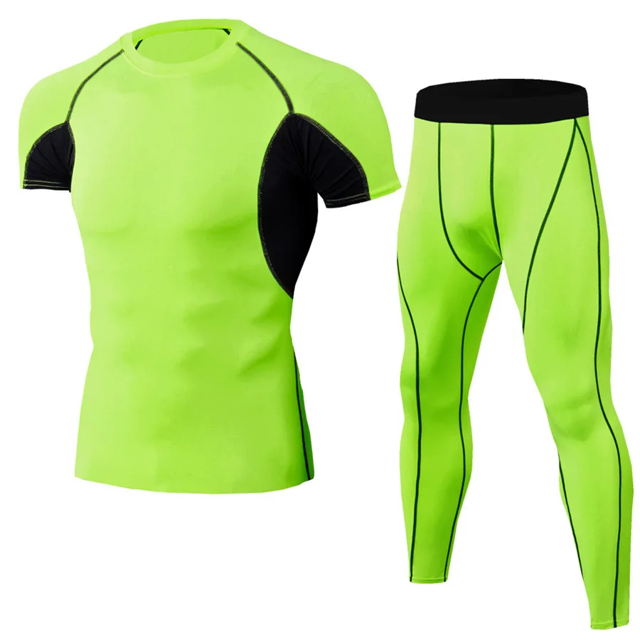Рашгард спортивный костюм для мужчин компрессионная рубашка спортивный костюм набор для бега футболка леггинсы Быстросохнущий тренажерный зал фитнес комплект спортивная одежда