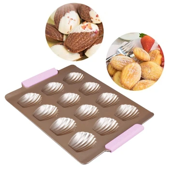 

12 Cavity Shell Shape Cupcake Baking Pan Cookies Muffin Shortbread Biscuit Candies Chocolate Tray Mold Kitchen Bakeware Tool