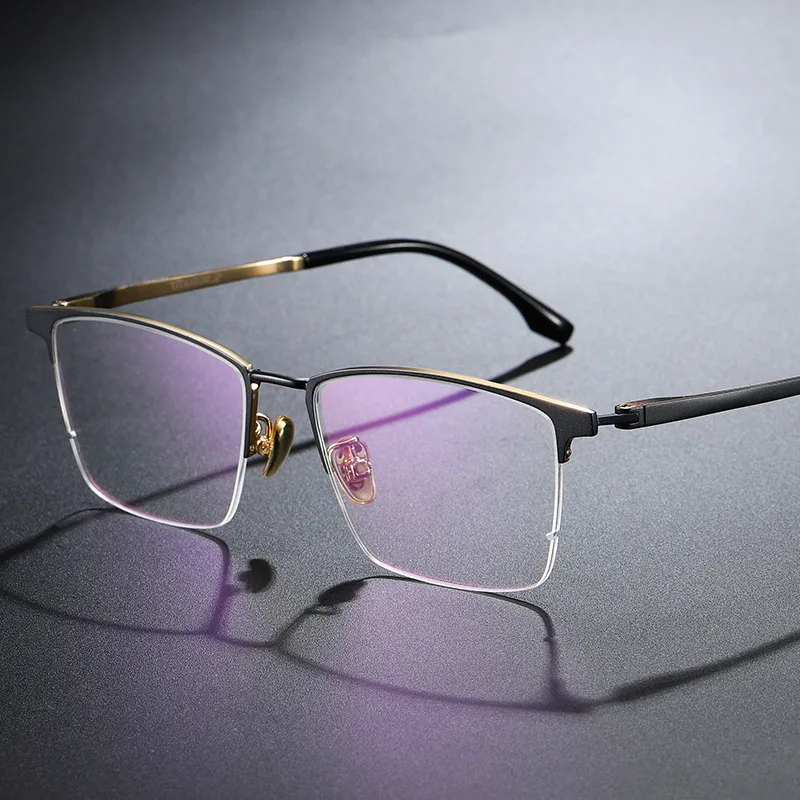 Титановая оправа для очков Мужские квадратные полуоправы очки Gafas близорукость oculos de grau masculino