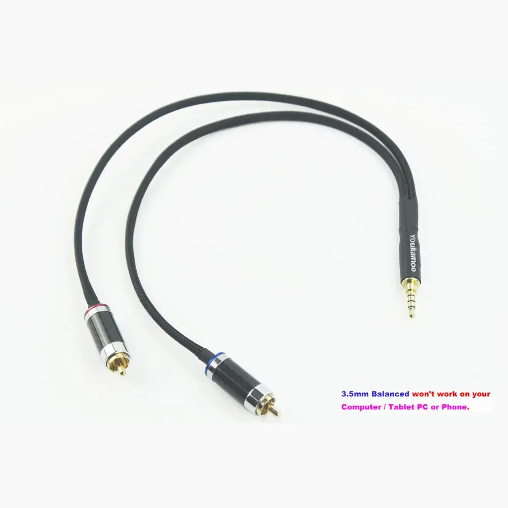 

3.5mm Balanced to RCA Audio Headphone Adapter Cable 3.5mm 4 Pole Male 1 FT 0.3M