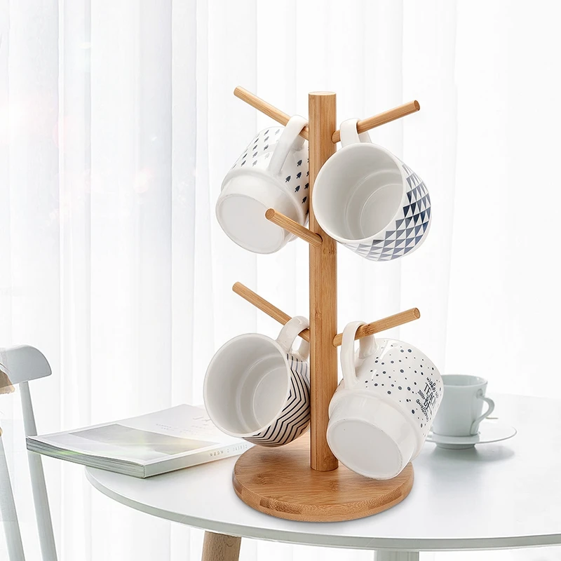 

Mug Holder Tree Mug Glass Storage Rack Bamboo Cup Holder Drain Cup Holder Jewelry Rack for Home