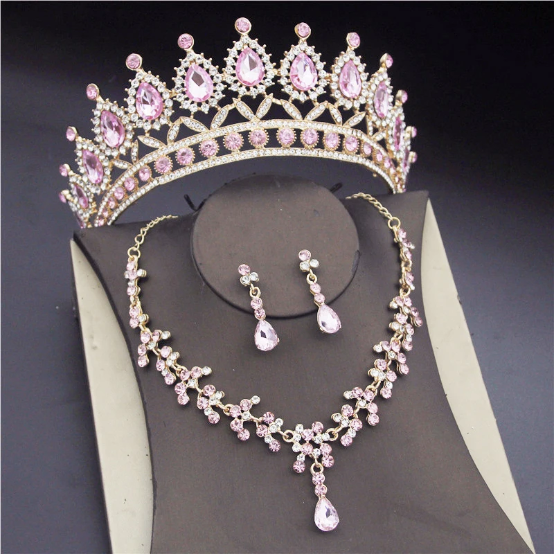 Baroque Bridal Jewelry Sets for Women Fashion Tiaras Earrings Necklaces Set Wedding Crown Necklace Jewellry Set
