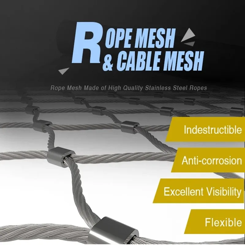 Inox Webnet 304 Flexible with Stainless Steel Ferrules Wire Rope Mesh