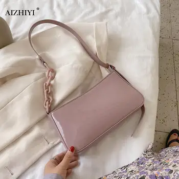 

Fashion Women Handbag Female Classic Texture Creative Design Chic Solid Color PU Chain Underarm Shoulder Tote Bags