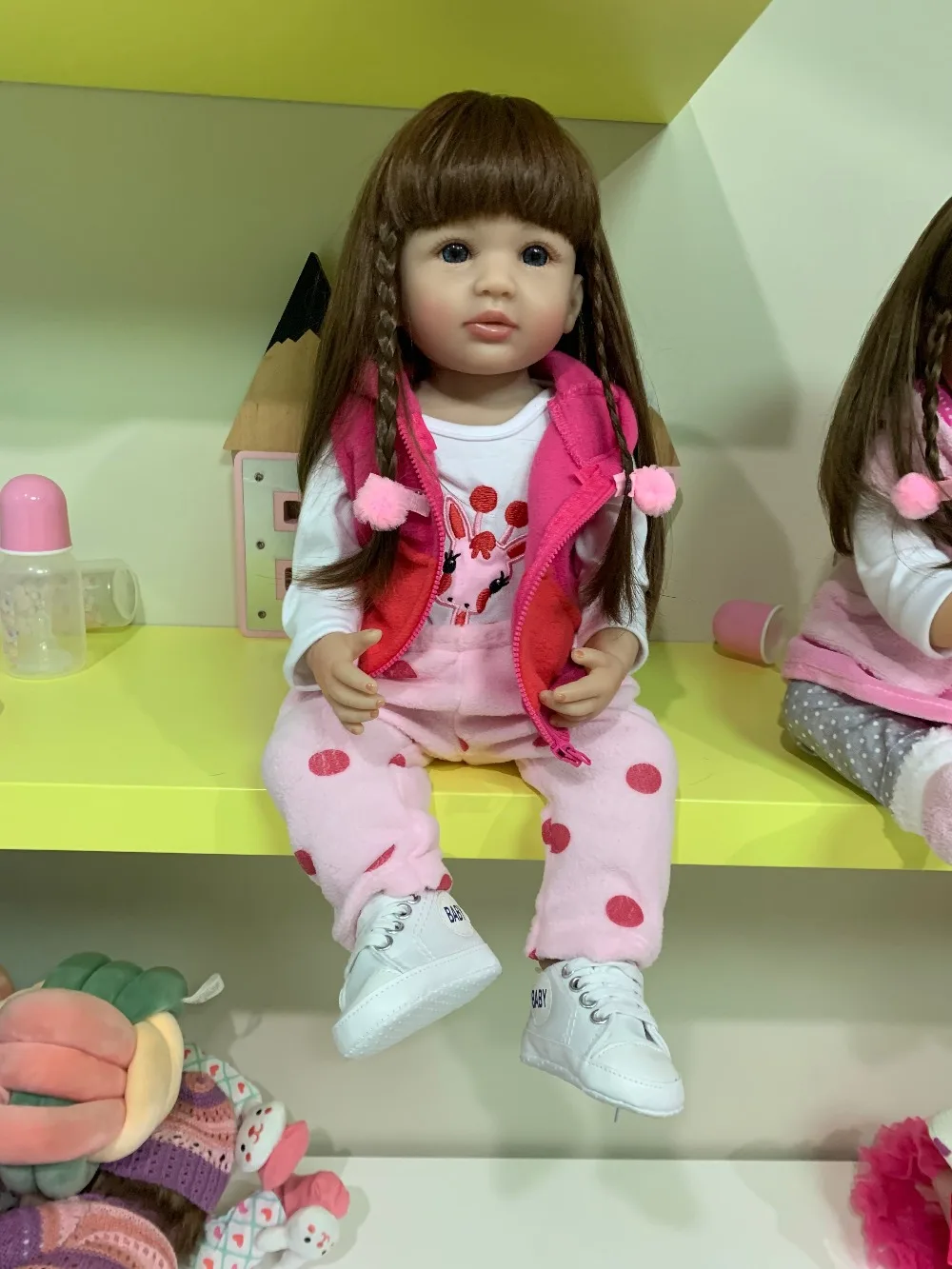 

NPK 55cm Model Infant Full Body Silicone Doll for Girls Long Hair GIRL'S Toys Baby Children Birthday Gift