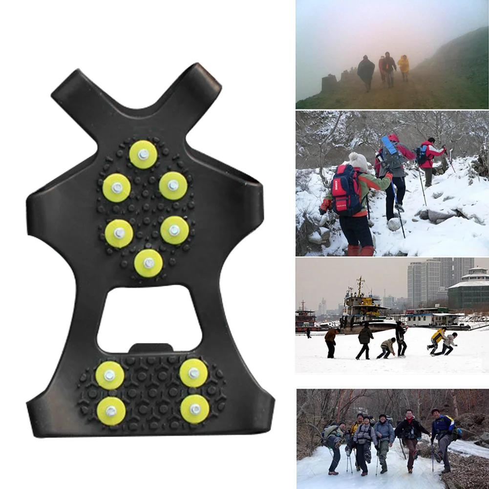 1 Pair S-XXL 10 Studs Anti-Skid Snow Ice Climbing Shoe Spikes Ice Grips Cleats Crampons Winter Climbing Anti Slip Shoes Cover 4