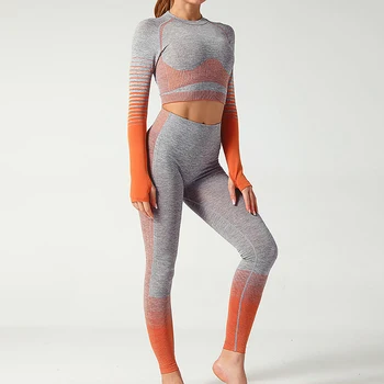 

Women Yoga Sets Gym Fitness Athletic 2 Pcs Sports Suits Set Pants Leggings Sportswear Leggings Seamless Sports Shirts