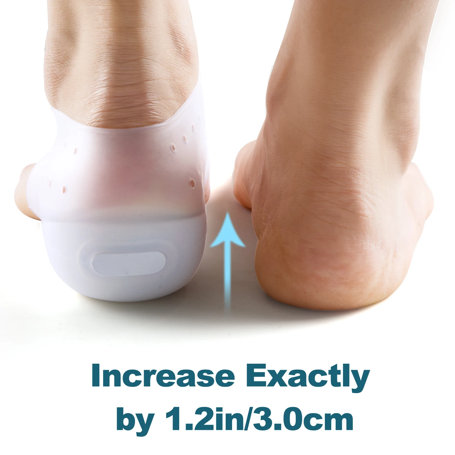 2pcs White 3cm Invisible Heightened Insoles For Men Women Breathable Silicone Heel Pad Insert Anti-crack Foot Protector C1674