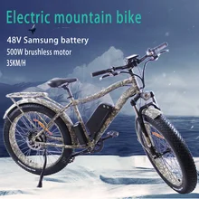 Электрический горный велосипед 26 4,0 дюймов Жира Шины электровелосипеда с зеркало заднего вида 500 Вт Мотор 48В 11.6AH съемный литий Батарея супер Neve амортизационная вилка для велосипеда