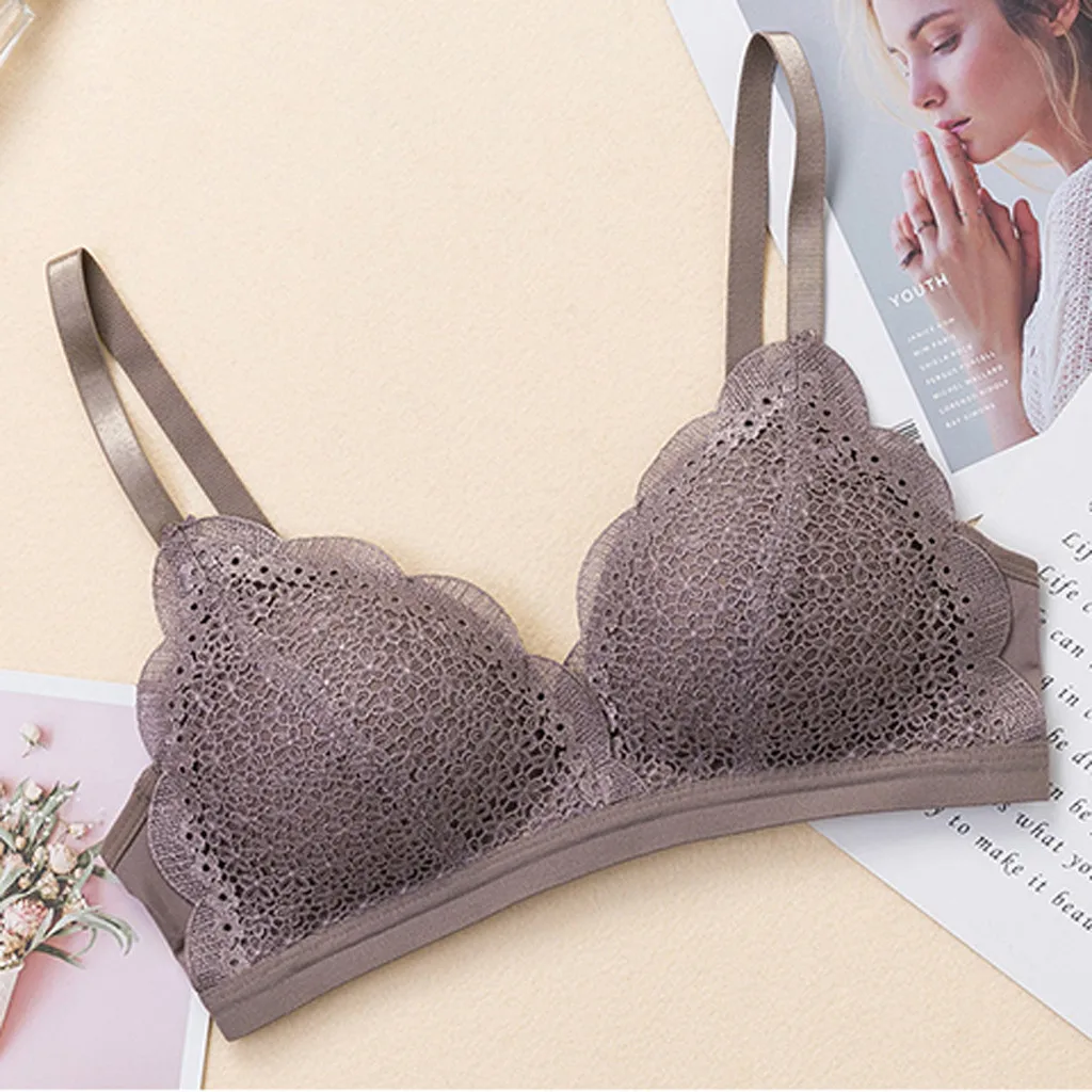 Sexy Women's Bra Thin Solid Color Wrap Chest Bra Elasticity Bandage Soft Vest Underwear Lace French Style Bra lenceria#15