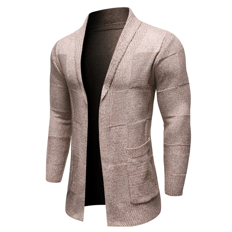 Loldeal Long Sweater Cardigan Business Men Solid Color Knit Lapel Mixed Cotton Comfort Loldeal Long Sweater Cardigan Business Men Solid Color Knit Lapel Mixed Cotton Comfort