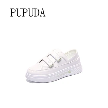 Pupuda白スニーカー女性ファッション分厚いスニーカー女性快適なプラットホームの靴女性トレンドのキャンバスシューズ 2020