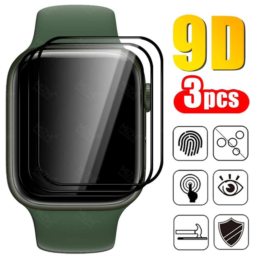 Закаленное стекло с полным покрытием для apple iwatch 7 45 мм 41 Защитная пленка iwatch7 i watch 3