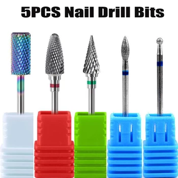 

5PCS Diamond Nail Drill Bits Set Tungsten Nails Milling Cutters For Manicure Machine Accessories For Nail Drill Cutters Sets