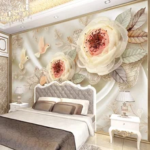 Пользовательские 3D фото обои водонепроницаемый шелковая ткань Европейский Стиль Цветок Птица спальня гостиная ТВ фон Декор настенной росписи