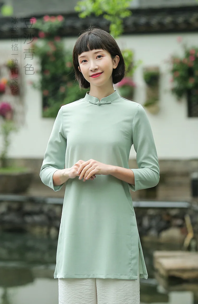 Китайский ветер моды Cheongsam куртка рукав пластины кнопки китайский стиль куртка Женский обслуживание чай
