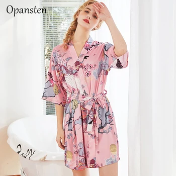 

Silk Pajamas bathrobe for women Sexy Wedding bridesmaid robes Large size Kimono Robe female nightie Floral Dressing Gowns