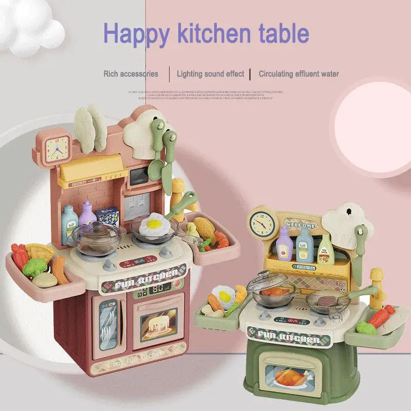 

28 Piece Set Of Children's Family Mini Toys Kitchen Set Cooking Water Spray Sound Boys And Girls Birthday Christmas Gift Toys